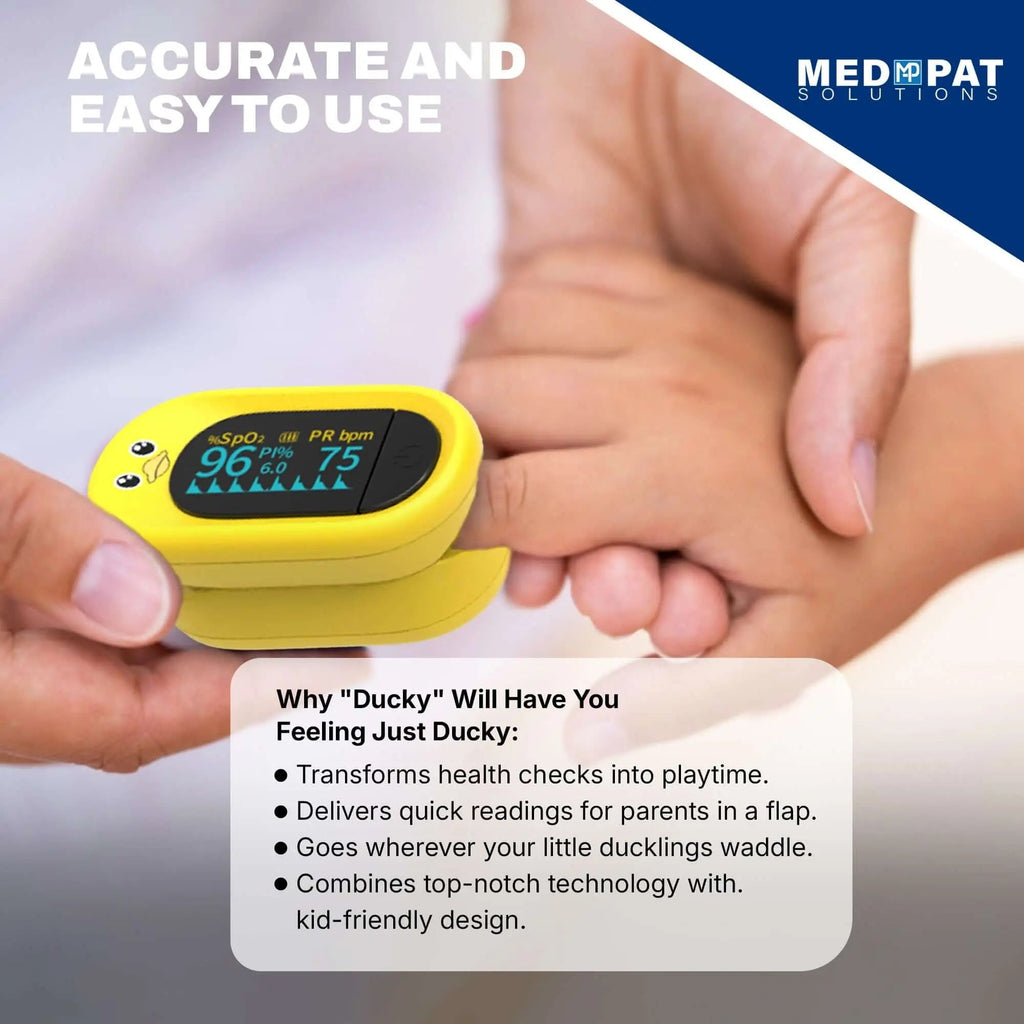 Med-Pat "Ducky" PXC-1 Kids Pulse Oximeter | Fast SpO₂ & Heart Rate | FDA Cleared